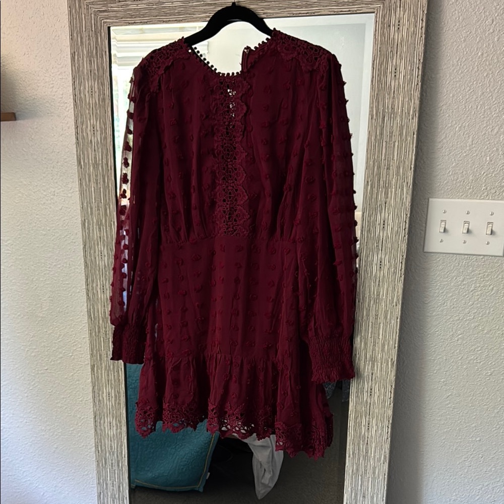 Lulu's Burgundy Long Sleeve Dress
